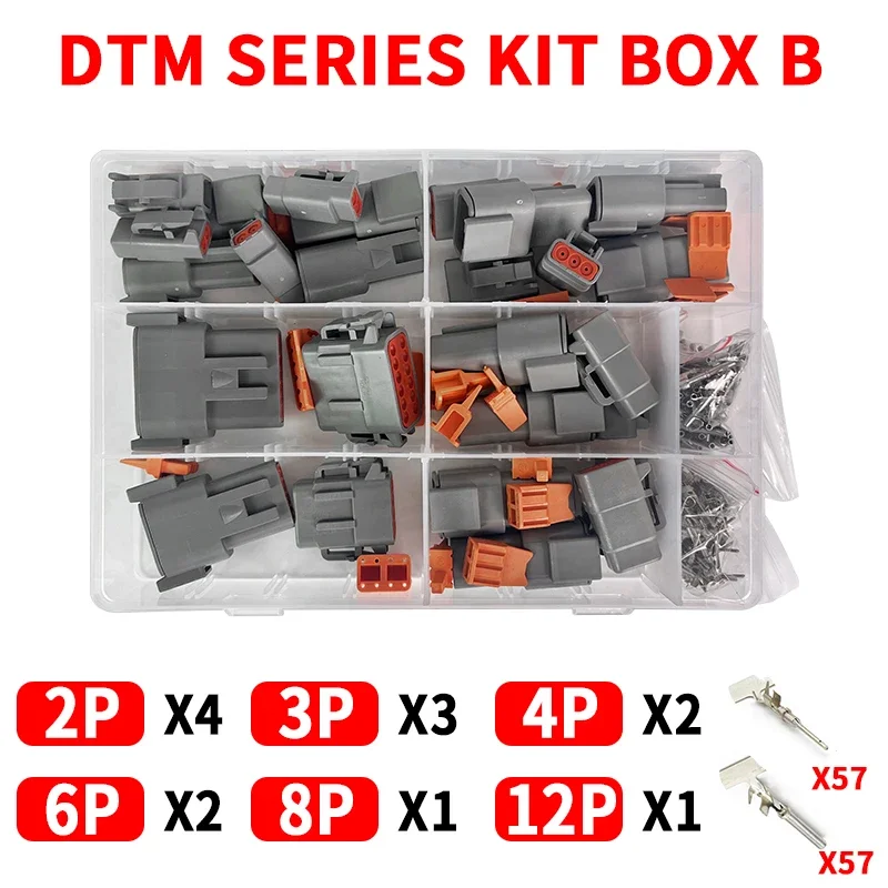 224 PCS DTM04-2P-P006 2 Hole DEUTSCH DTM Resistor Sheath Car Connector DTM06-2S Excavator 6 Hole Male Female Waterproof