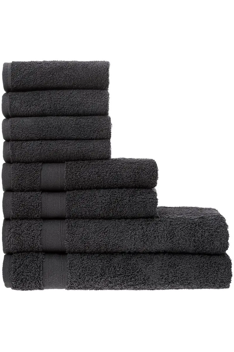 

Turkish Cotton Soft 8 Piece Towel Set/Anthracite Gray-Bathroom, Hotel, Salon, sports Towel Set 8lihavlusetikaliteli