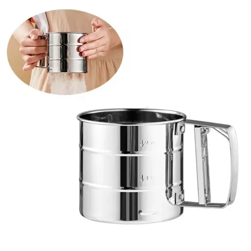 

Pastry Baking Tools Powder Flour Mesh Sifter Cup Baking Icing Sugar Shaker Stainless Steel Sieve Cup Bakeware Kitchen Gadgets