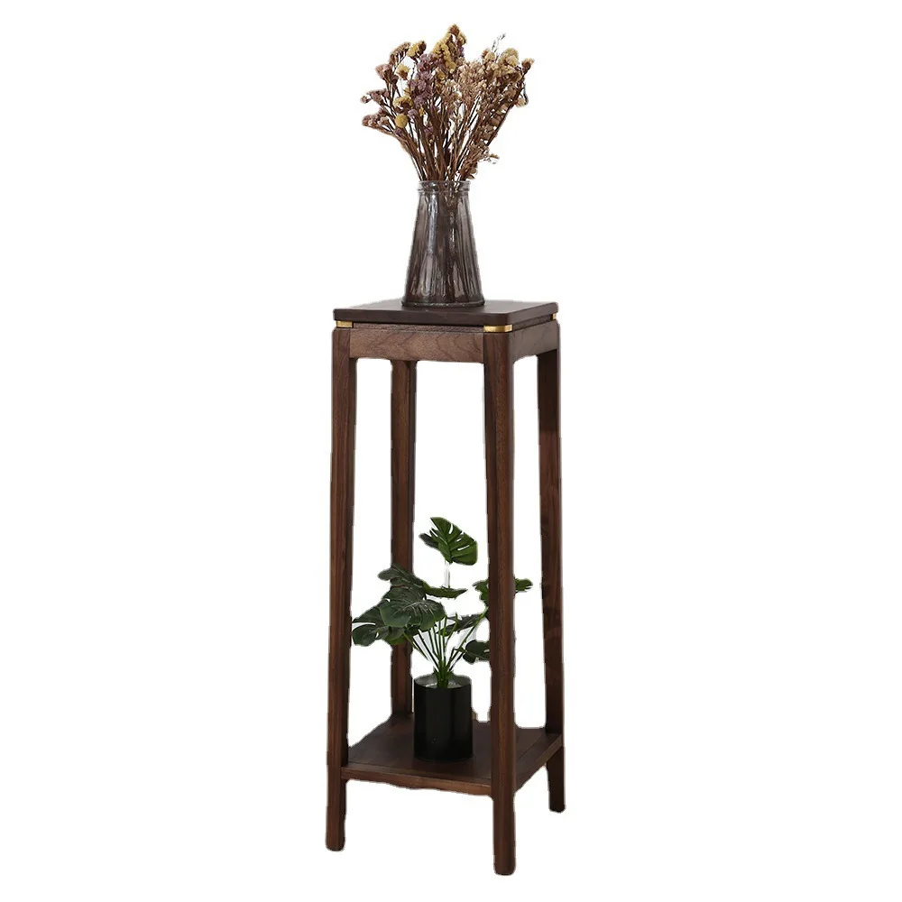 North American black walnut flat flower stand small square table coffee table solid wood potted ornaments living room TV side ca