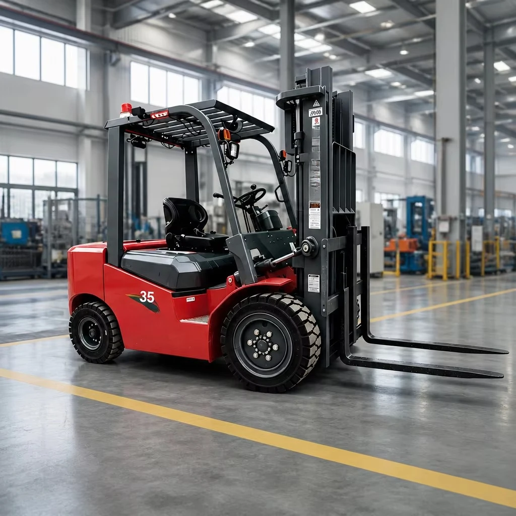High Efficiency 3 Ton Puncture Proof Solid Rubber Tire Warehouse Freight Counterbalance Seated Compact Electric Forklift