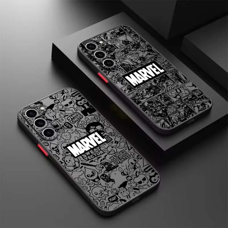 

Marvel Hero Logo Phone Case For Samsung A56 A42 A36 A34 A33 A32 A23 A16 A04 A03 Note 20 5G Frosted Translucent