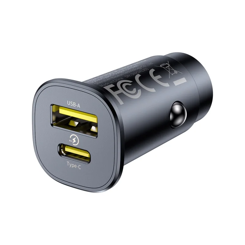 Baseus 30 W Autoladegerät Schnellladung Dual Port USB Typ-C PD QC FCP AFC für iPhone 16 15 Samsung S24 S25 Xiaomi Huawei Tablet