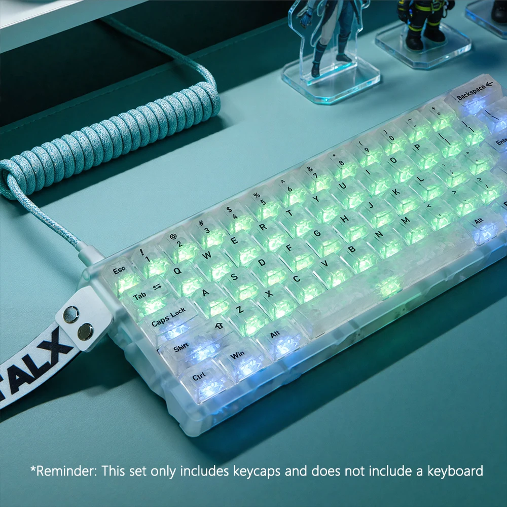 Carbon Fiber Textured Keycaps Japanese Korean Russian Layout 132 Keys Cherry Profile Transparent Key Caps for Mechanical Keyboar view 4