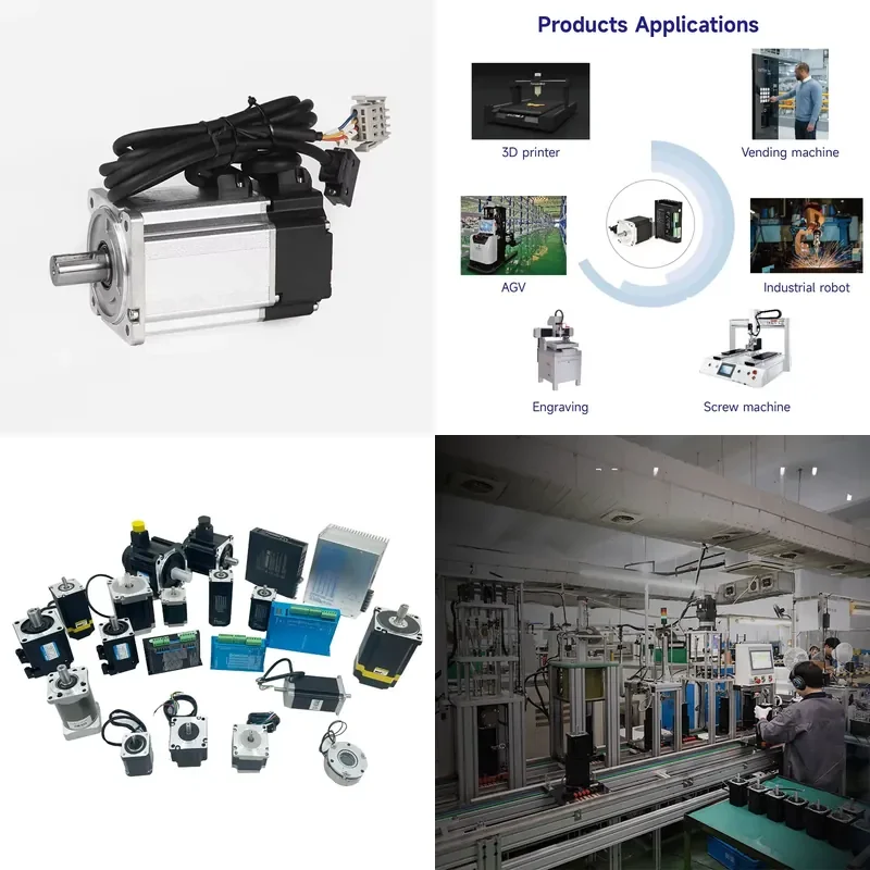 for 220V Single Phase AC Servo Motor with Driver Low Noise 80mm CNC 0.75kw 2.39N.m 3000rpm