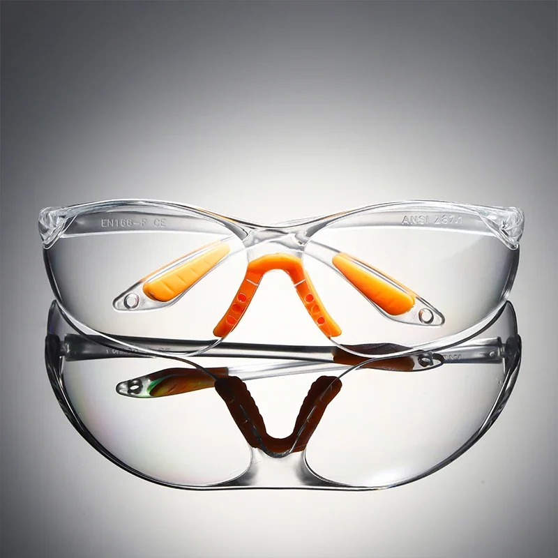 Lab Work Safety Eye Protective Glasses PC Material Anti Impact Wind Dust Proof Goggles Safety Riding Clear Glasses