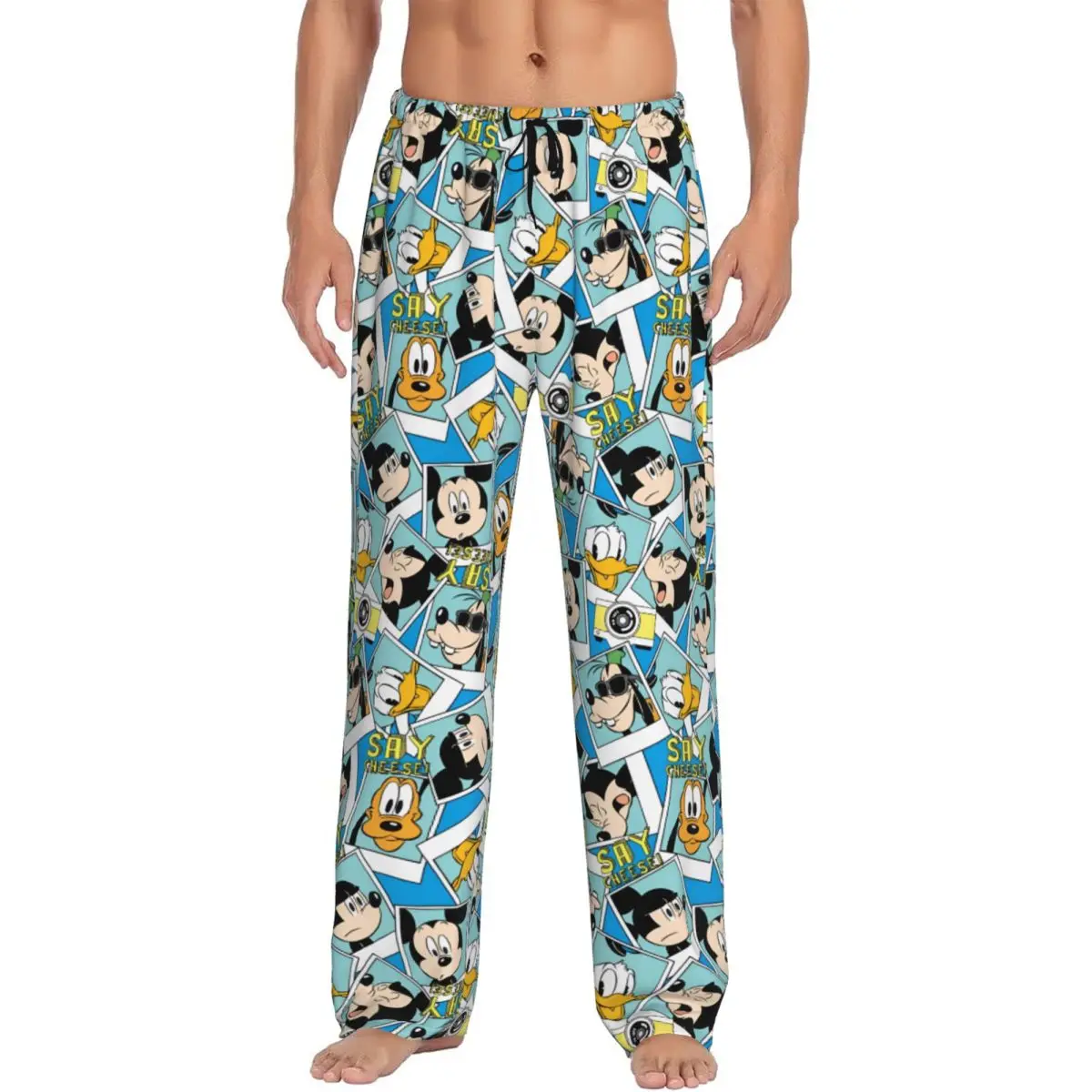 

Custom Cartoon Mickey Mouse Manga Hot Pajama Pants for Men Sleepwear Lounge Sleep Bottoms Stretch with Pockets