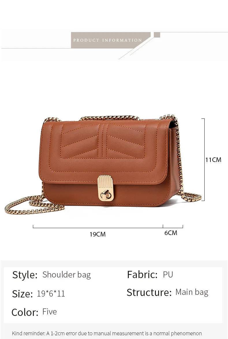 Women's Mini Single Shoulder Crossbody Bag Fashion Chain Leather Small Square Bag Everyday Solid Color Shoulder Bag