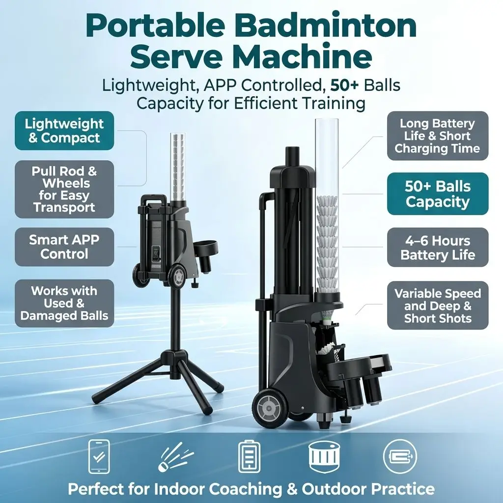 JMZ Badminton Ball Feeder Automatic Shuttlecock Launcher for Beginners and Professionals Portable Training Machine with