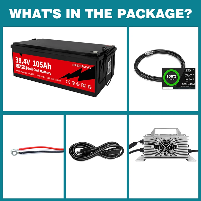 

36 В/48 В 105 Ач LiFePO4 аккумулятор с зарядным устройством 200A BMS Bluetooth мобильное приложение и сенсорный ЖК-монитор тележка для гольфа солнечная автономная сетка 9,68 кВт