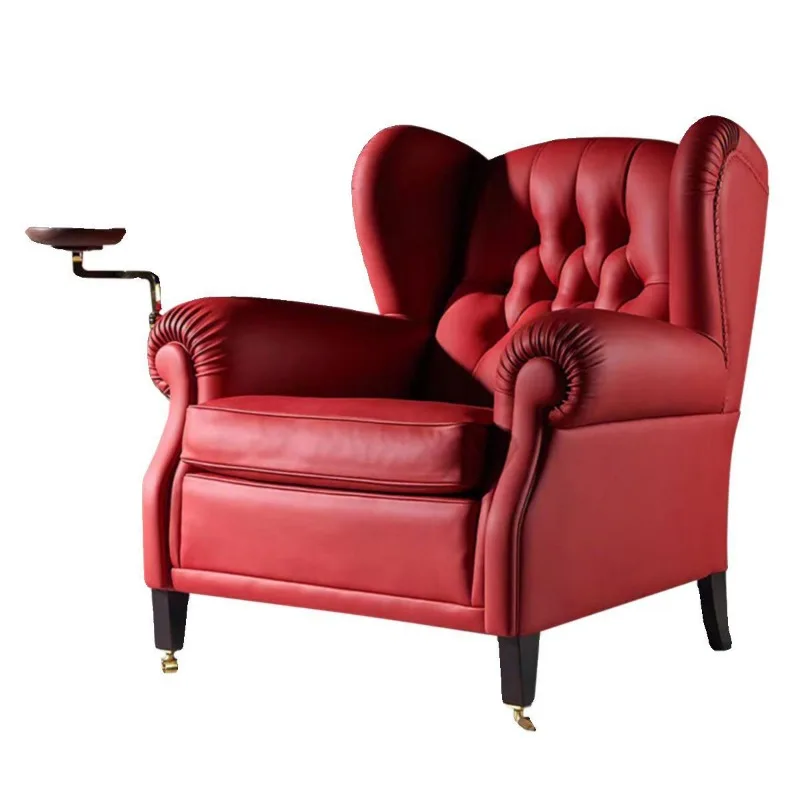 Godfather chair light luxury cigar chair first layer cowhide Italian single tiger chair, American living room casual sofa chair