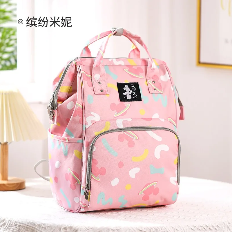 Disney novo mickey sacos de fraldas mochilas dos desenhos animados bonito sacos de fraldas mochila multifuncional as modasagt grande capacidade