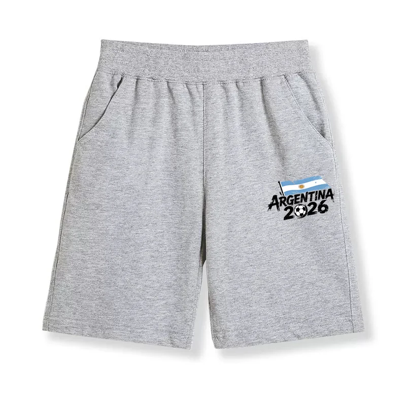 2026 Summer National Flag Sweat Shorts for Boys Football Cup Design Pants Children Brand Cotton Shorts 3-14T