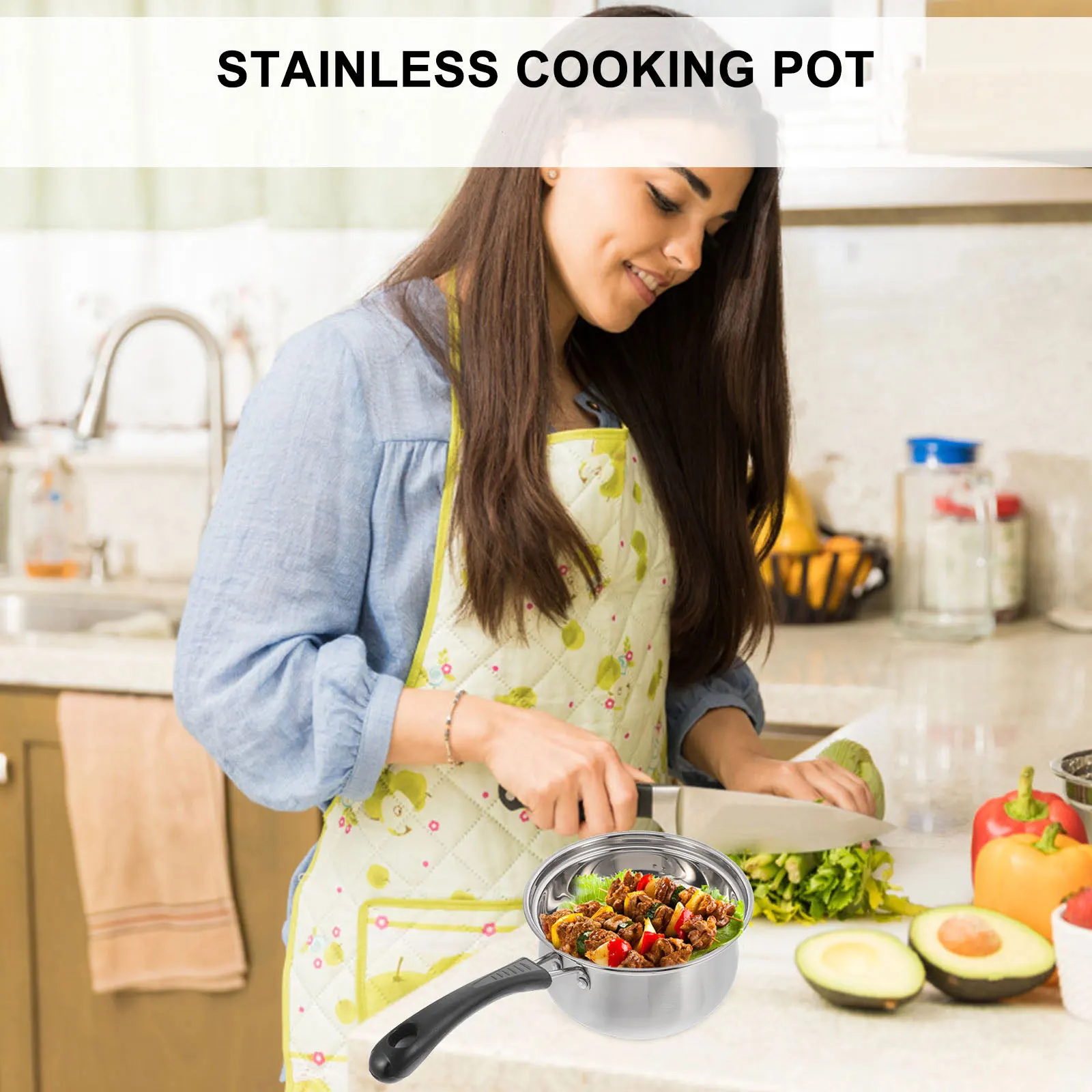 

Home Stockpot Stainless Heating Pot Large Capacity Glass Lid Heat Locking Steam Hole High Grade Materials Cooking Soup