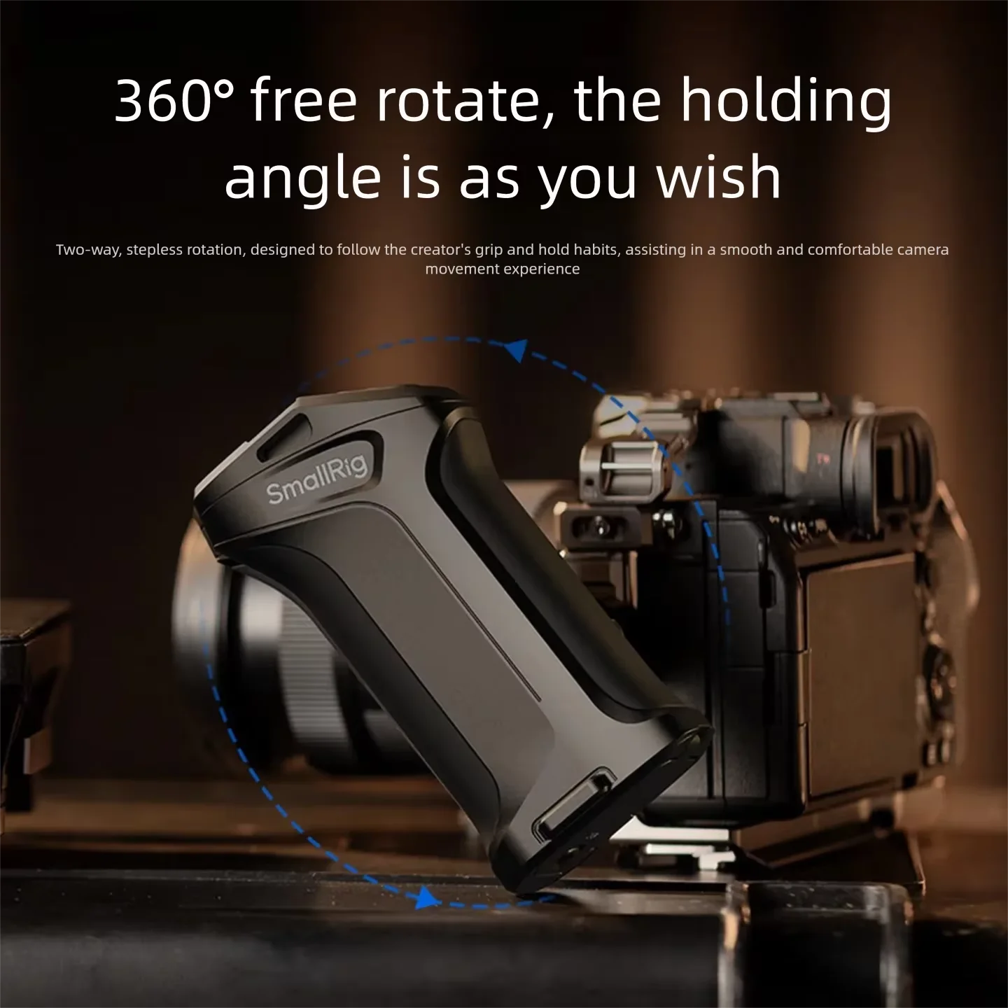 SmallRig Rotatable Recording Side Handle, Universal Left & Right Hand Grip for Mirrorless Camera 3893
