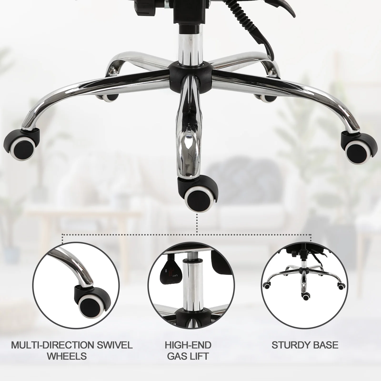 Ergonomic High Back Mesh Office Chair Swivel Reclining Computer Desk Chair with Retractable Footrest, Headrest, Padded Armrest view 6