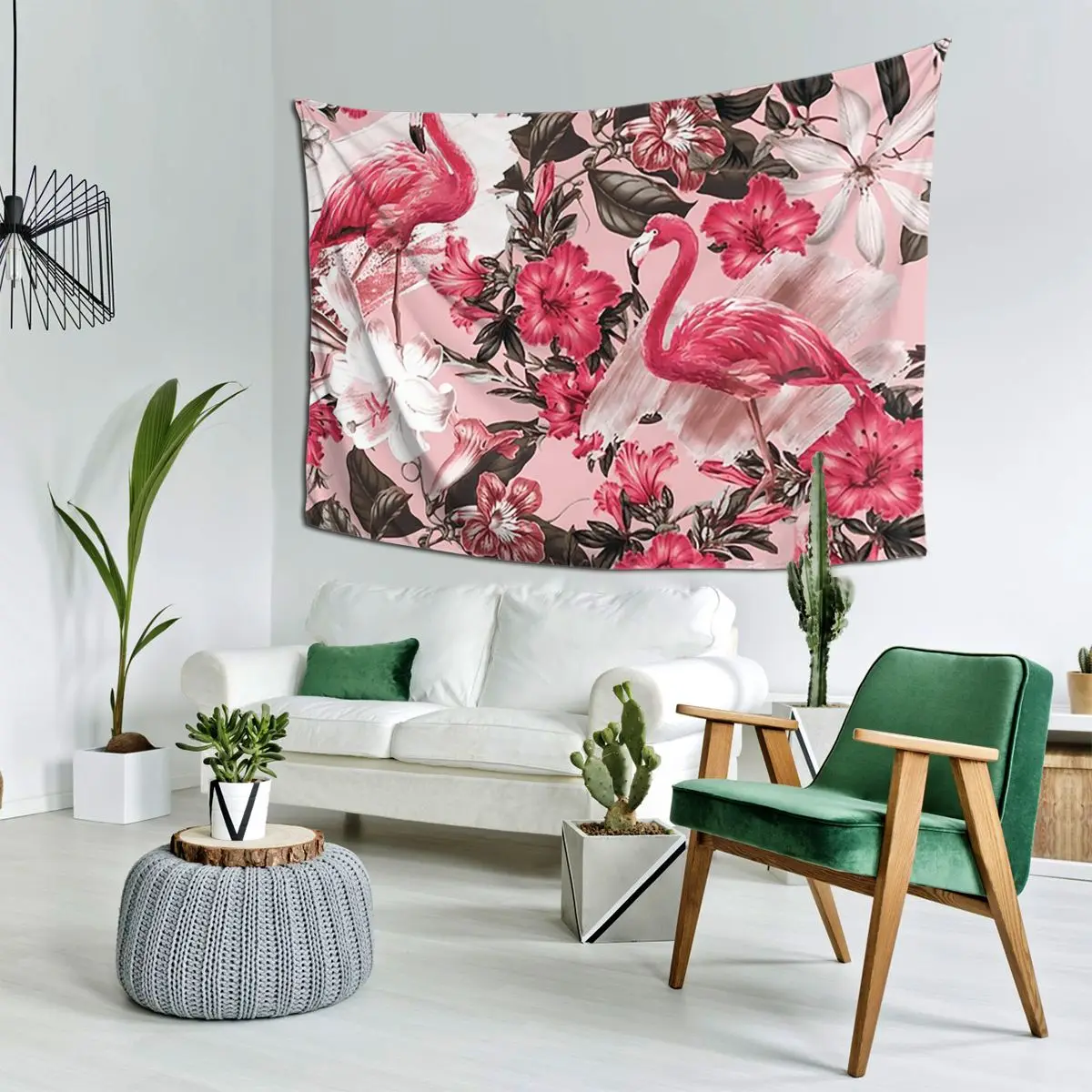 

Фламинго и цветочный гобелен, настенный эстетический домашний декор, гобелены для комнаты в общежитии