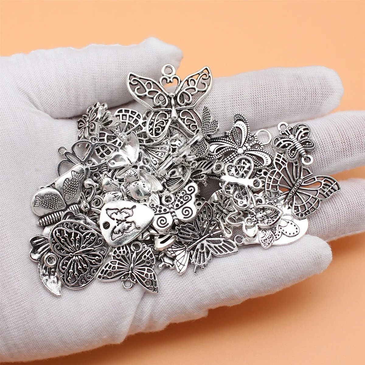 48pcs Antique Silver Color Butterfly Charms Collection For DIY Jewelry Making, 48 Styles, 1 of Each