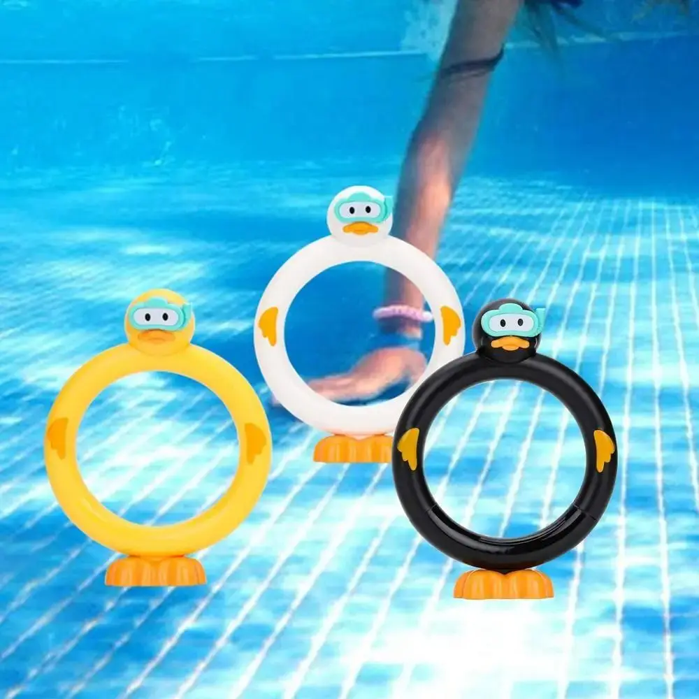3 pçs/set portátil pato anel de água jogo fácil de preencher plástico pato mergulho varas jogos de piscina dos desenhos animados piscina brinquedo de mergulho meninos meninas