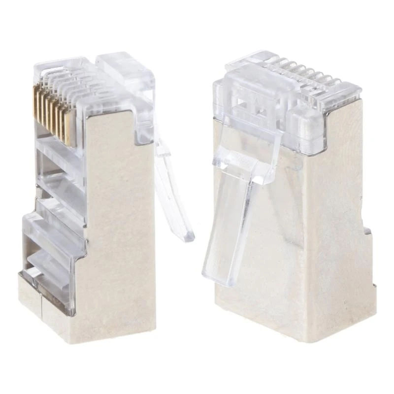 A52B 10PCS CAT6 Type 8P8C Shielded Crystal Ethernet for Head Crimp Modular Plug Connector Socket
