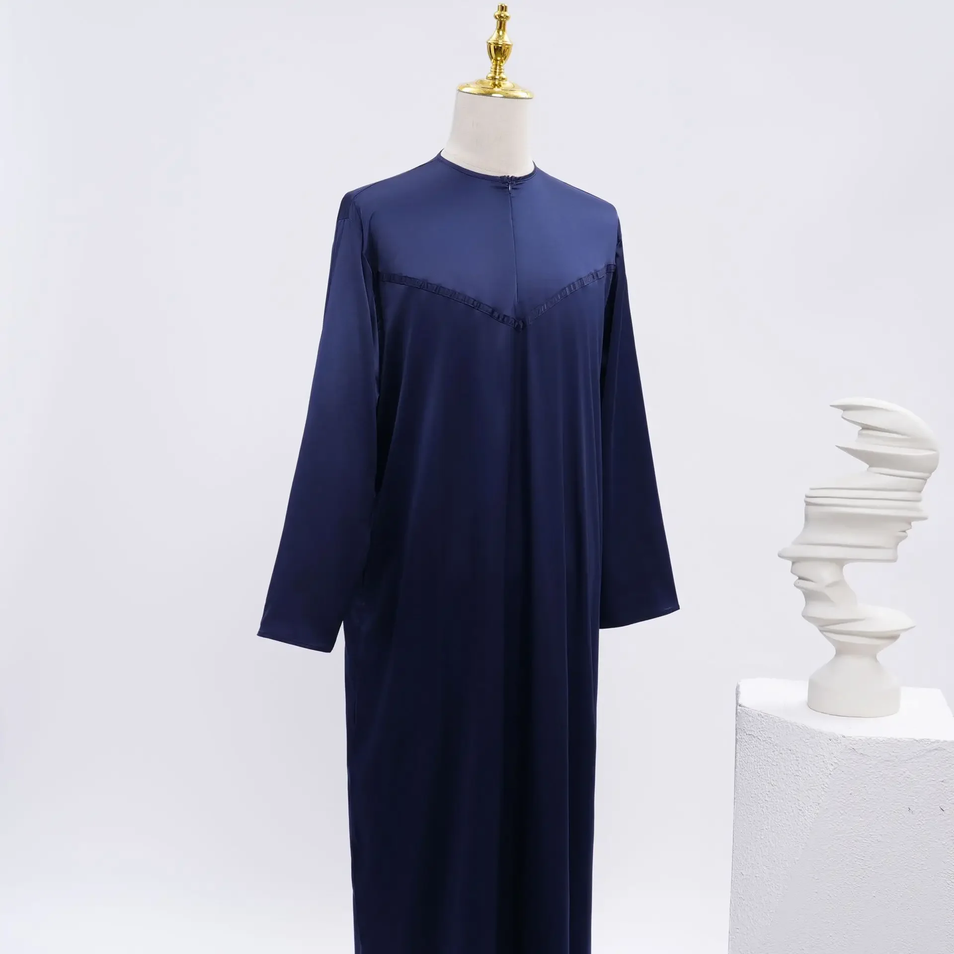 ผู้ชายเจียมเนื้อเจียมตัวยาว Robe มุสลิมชุดกิโมโน Dishdasha สวดมนต์ Abaya อิสลามดูไบซาอุดีอาระเบีย Abayas กระเป๋า Kaftan Ramadan โมร็อกโก Jubba Thobe