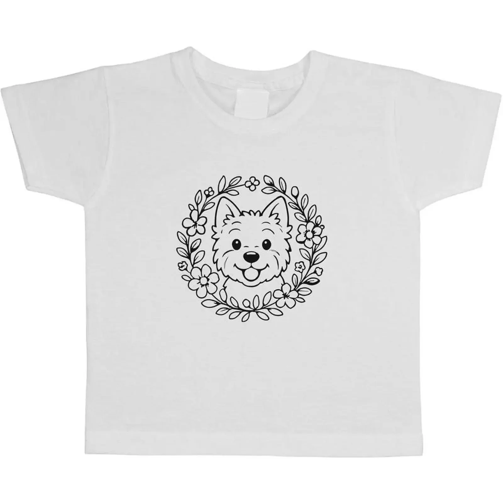 quot Westie Floral Wreath Kinder Baumwolle T Shirt TS058315 vintage Washed fashion Slightly Stylish Stretched