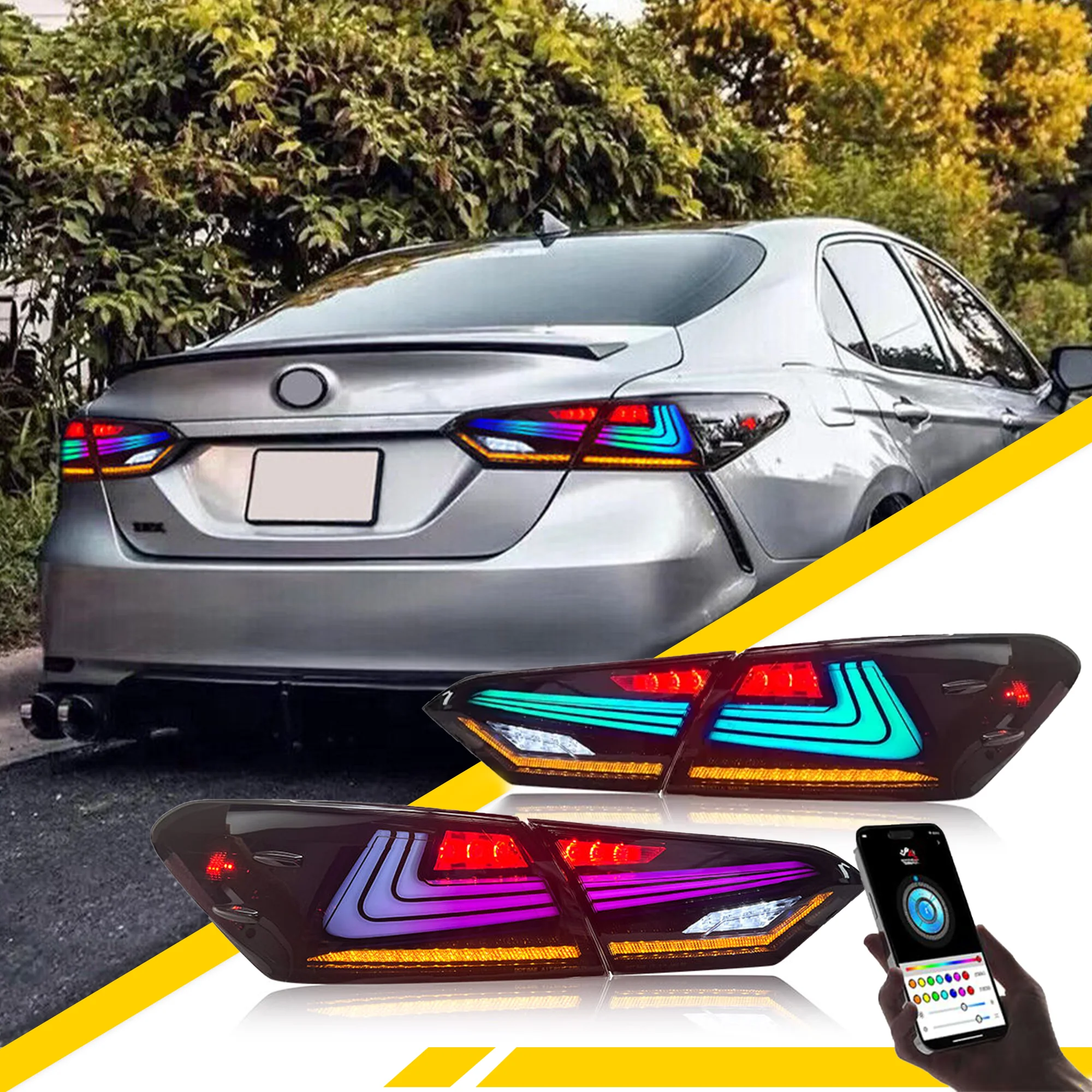 DK Motion LED Tail Lights For Toyota Camry 18-21 Dynamic Turning indication and Integrated Brake and Reverse Lights