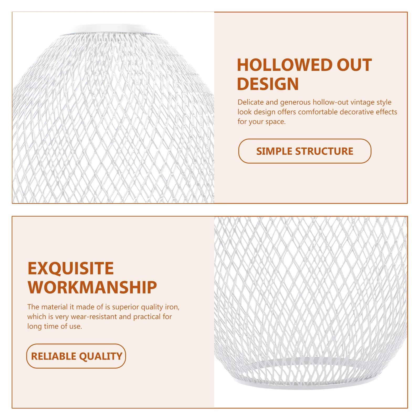 

Pendant Lights Metal Lampshade Cage Vintage Mesh Wire White Steel Shades Fixtures