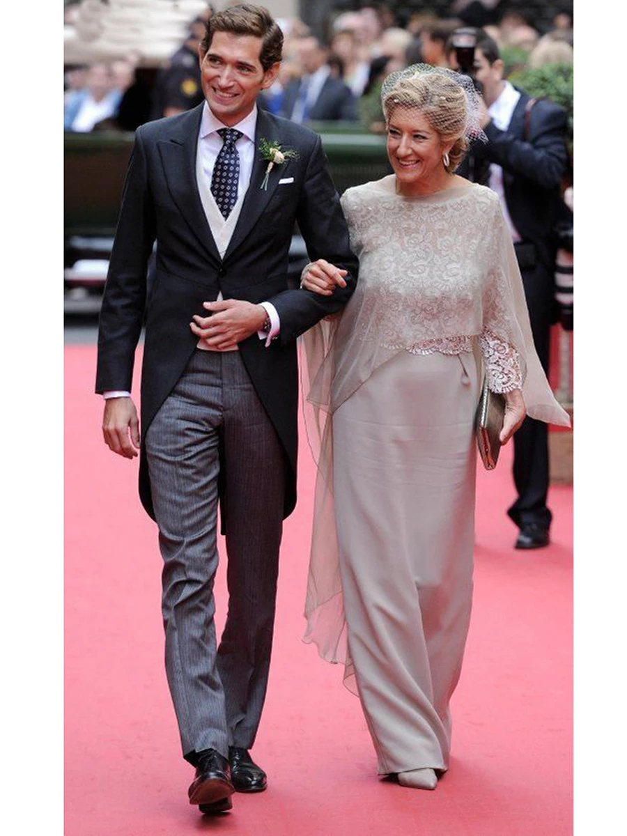 Vestidos para madre de la novia para boda 2025, con capa gris, elegante vestido de madrina farsali, vestidos formales de novia