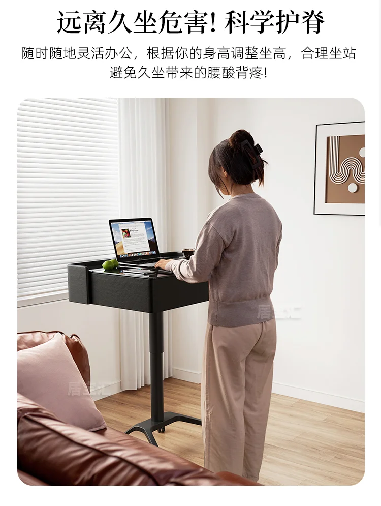 Solid wood bed side table with wheels mobile lifting notebook computer desk bedroom writing table work bedside small table