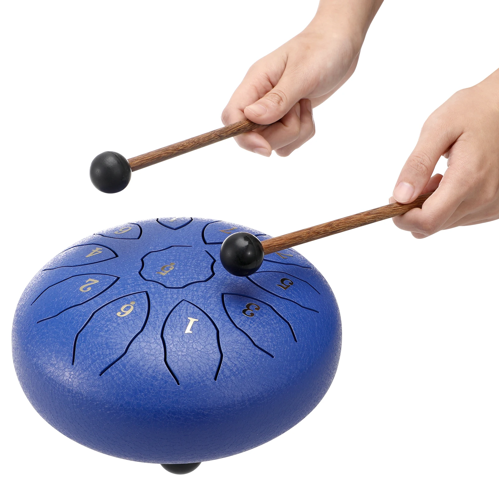 

8 inch 11 Notes Blue Ethereal Drum Set Drumsticks Case Music Book Kids Toddlers Adults Percussion Instruments Toy Gift