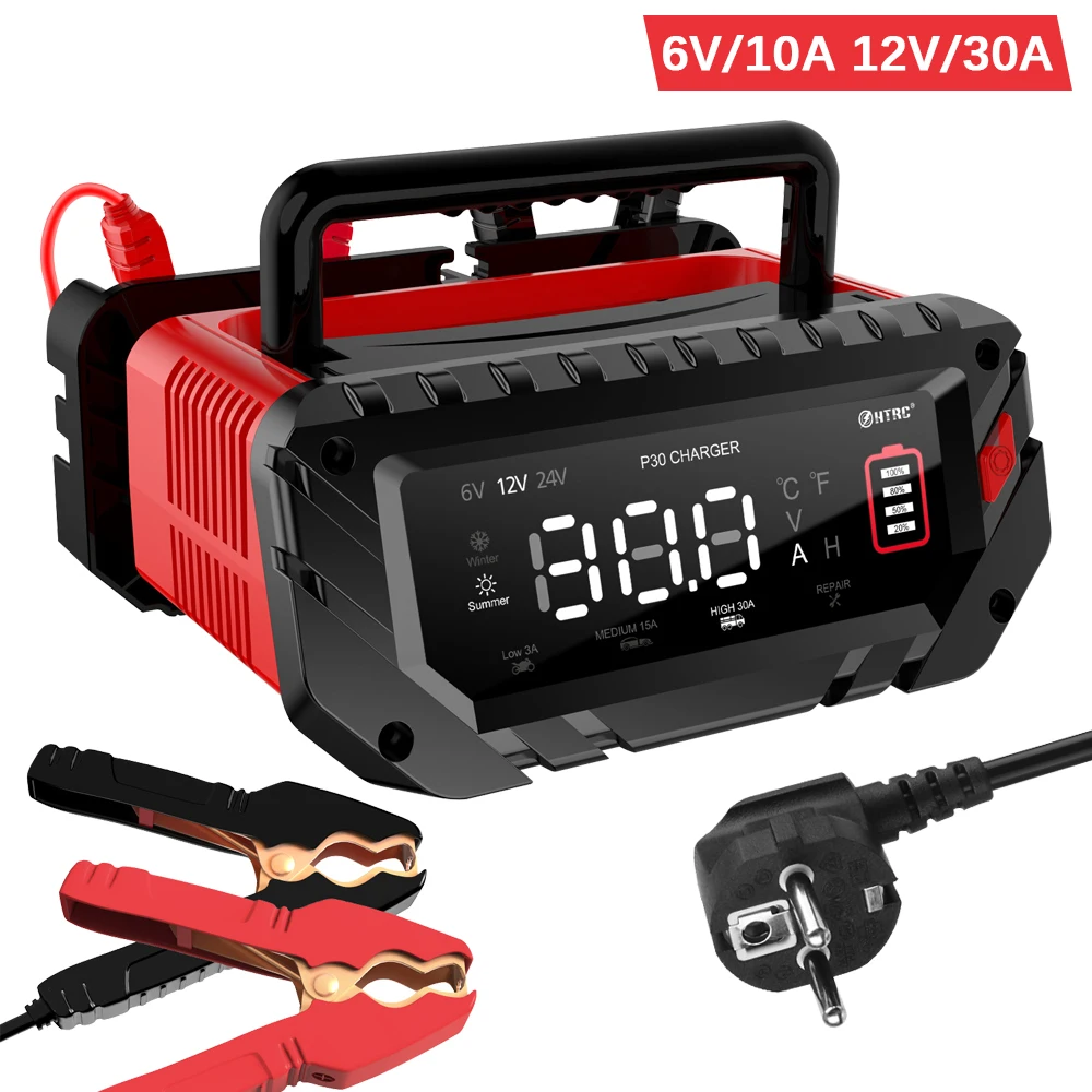 

Car Battery Charger Full Automatic LCD Display for Repair Car Maintainer 120W 6V/12V Multiple Protections Protect Quick Charger