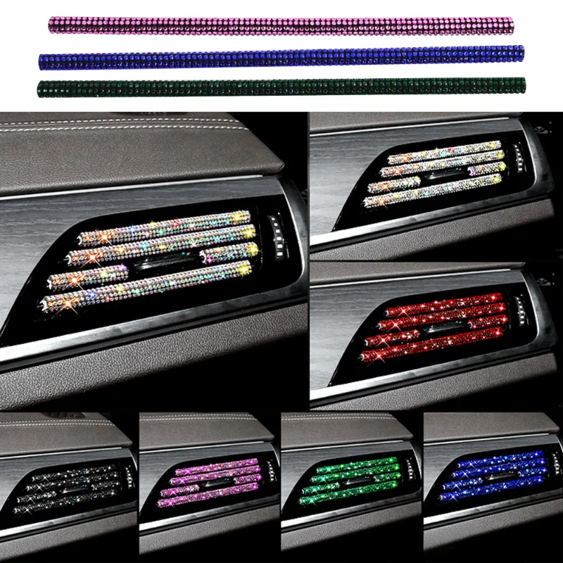 Car Air Conditioner Outlet Decorative Diamond Strips U Shape Clip Rhinestones Grille Sticker Auto Interior Mouldings Accessories