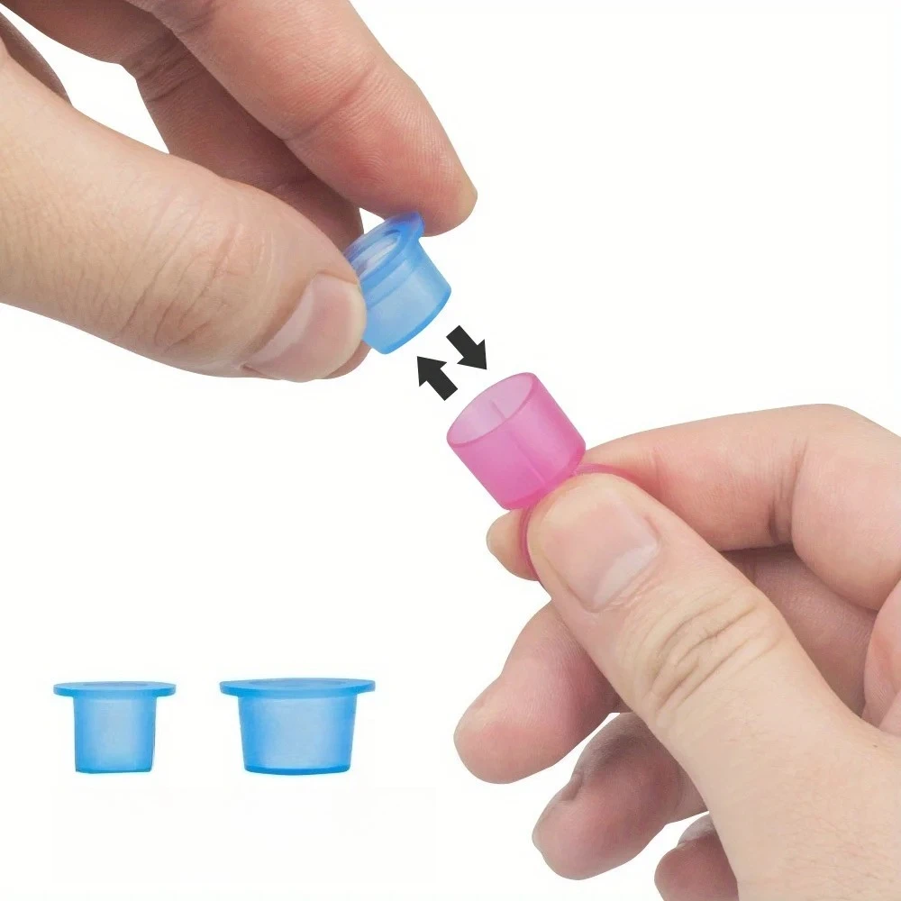 Soft Silicone Disposable Microblading Blue Transparent Tattoo Ink Cup Permanent Makeup Pigment Container 100pcs/bag