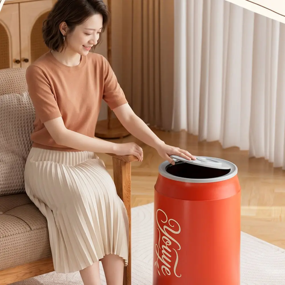 Household Double Layer Waste Basket Modern Cylinder Garbage Bin With Lid Silent Opening Creative Storage For Bedroom