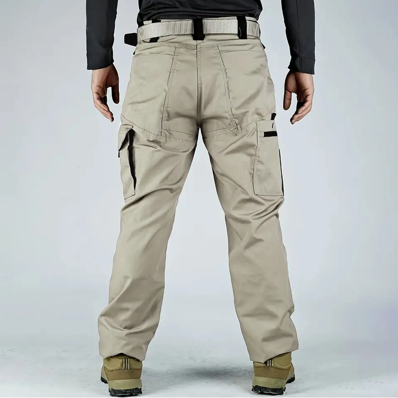 2024 New Men's Outdoor Hiking Trousers Wear-Resistant Training Overalls Solid Color Multi-Pocket Casual Cargo Pant