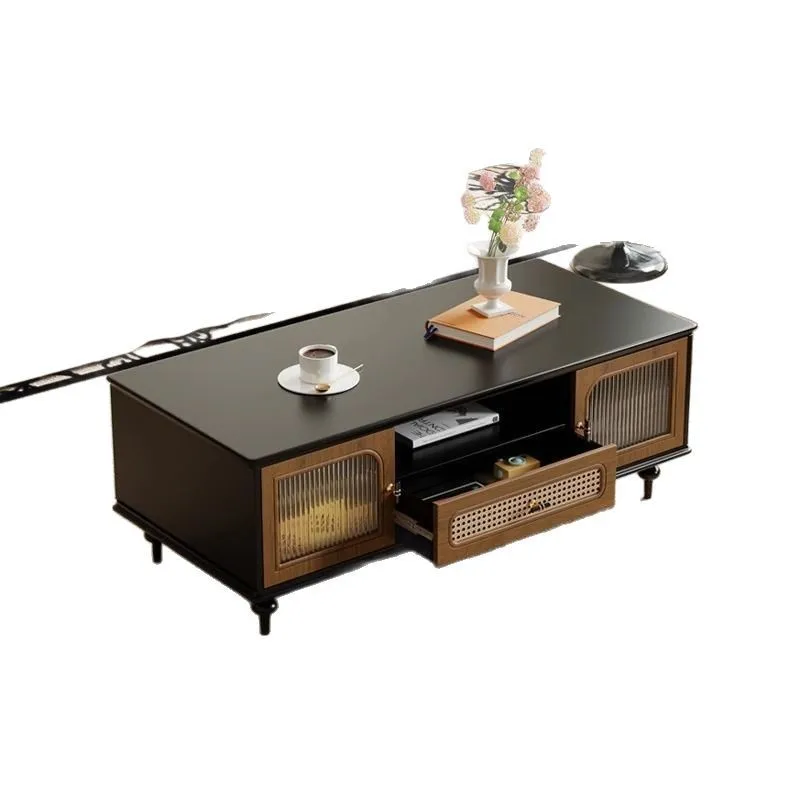 

medieval TV cabinet, coffee table combination, living room small apartment locker, retro rattan floor