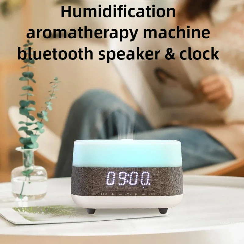 Multifunctional Bluetooth Audio Humidifier with Colorful Ambient Lights Home Bedroom Clock Essential Oil Aromatherapy Humidifier
