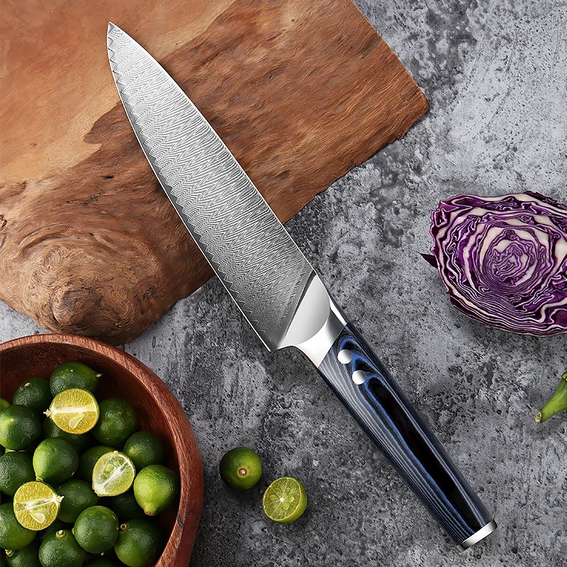 XITUO Damascus Chef Knife 8 Inch Sharp Kitchen Knife Japanese High Carbon VG-10 Steel Chopping Knife for Cooking Home Hotel
