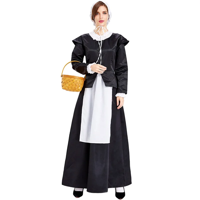 

Pastoral Style French Housekeeper Maid Uniform Long Dress Costume Cosplay Suit For Girls Woman Maid Party Stage Costumes