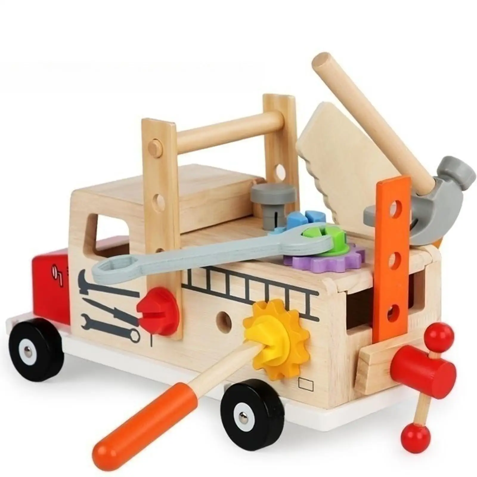 Wood Kids Tool Set Construction Toy Creative Role Play Combination Disassembly