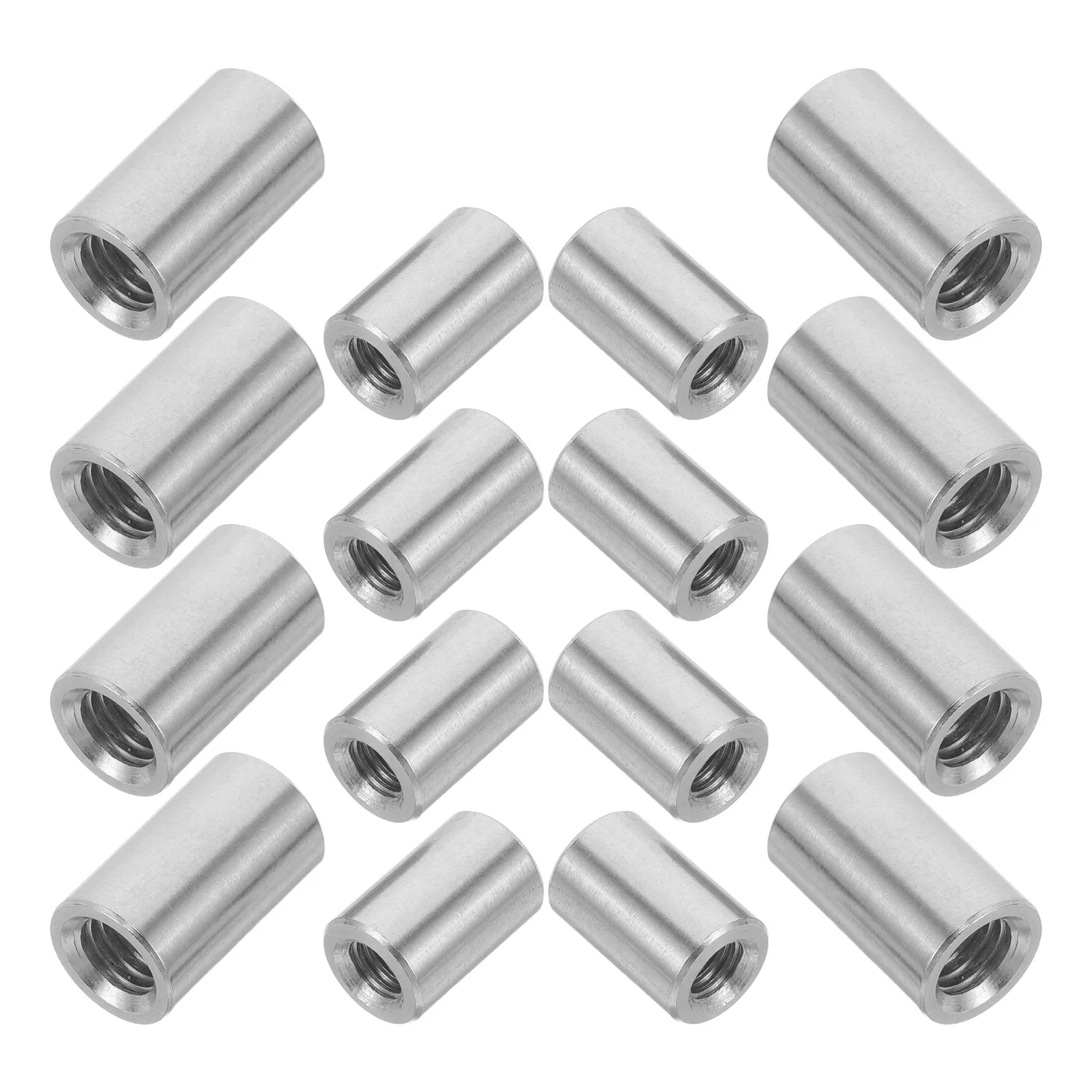 20Pcs Stainless Steel Round Coupling Nuts Thickened Welding M8 M6 Threaded Rod Connector for Industrial Rod Joiner