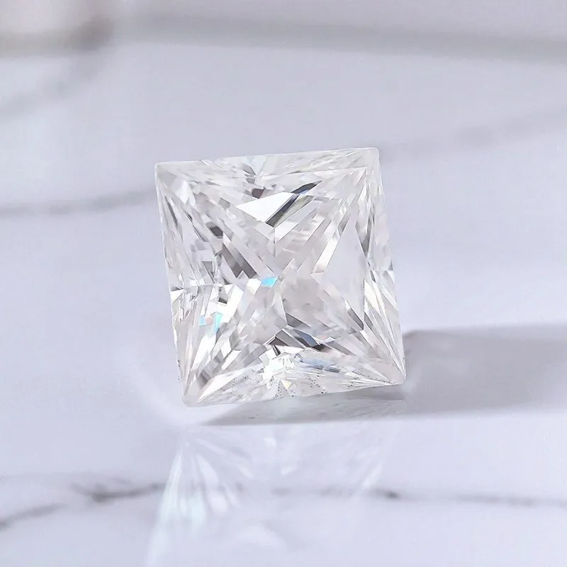 Superweißer Moissanit-Stein in D-Farbe, höchste Qualität VVS1, Prinzessinnenschliff, hochwertige Materialien für die Schmuckherstellung mit Zertifikat – Detail 2