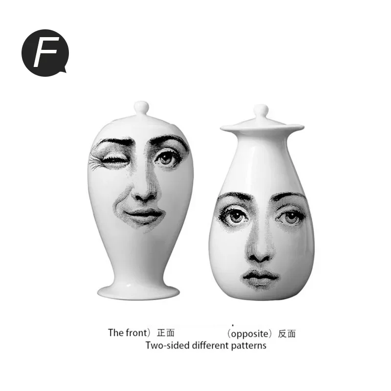 

Funny Creative Flower Pot European Tablet Vases Double Side Face Style Ceramic Sealing Vase Home Decoration Decor Craft Jar