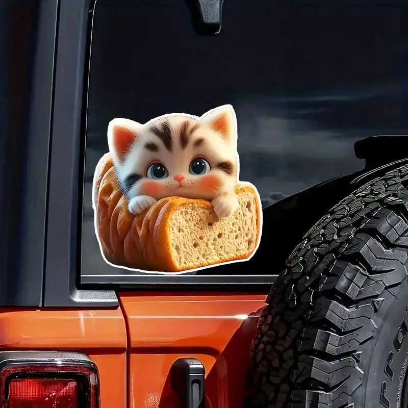 Cute Bread Kitten Car Sticker Waterproof Vinyl Decal on Bumper Rear Window Laptop Self-adhesive Decal For Car Accessories Y898