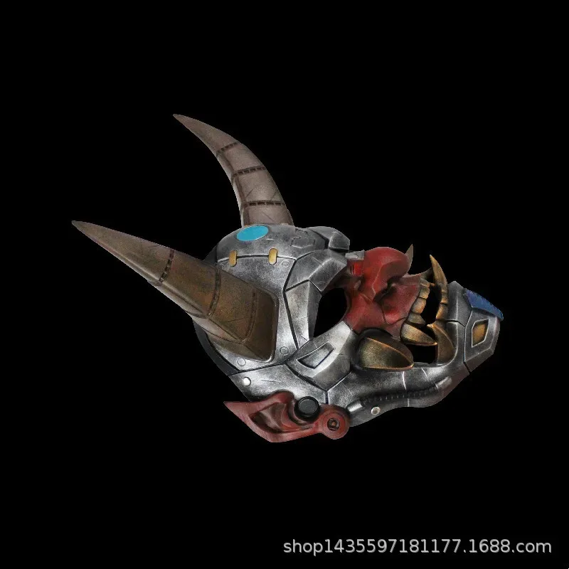 

Маска Пиджня с механической татуировкой CyNueva для косплея, маска японского самурая Праджня на Хэллоуин, коллективный декоративный страшный шлем