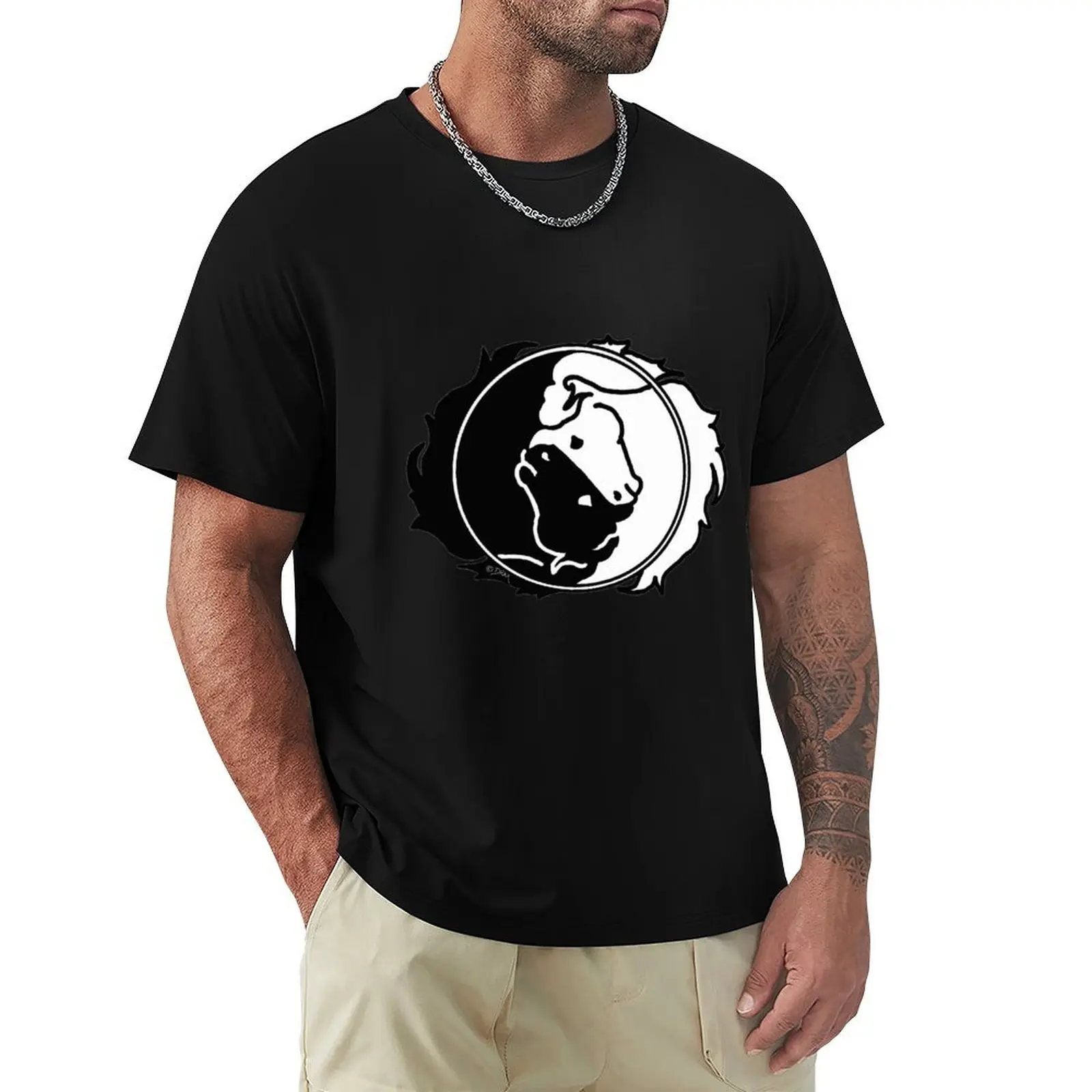 Finding Balance - Horse Yin Yang in Black & White T-Shirt Breathable Travel T-Shirt
