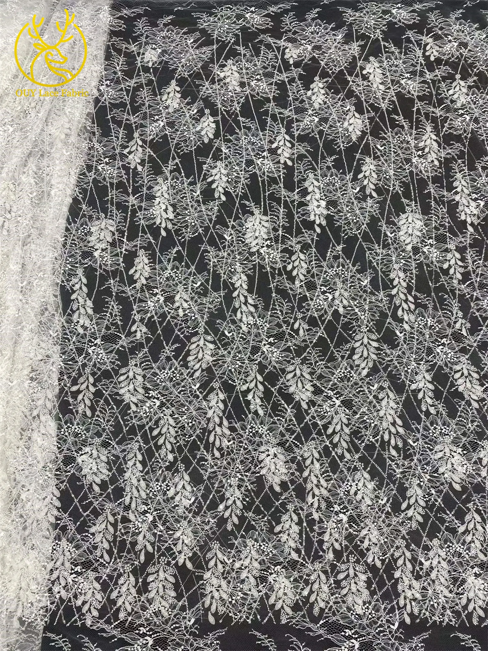 Eleganter Afrikanischer Pailletten-Perlen-Spitzenstoff 2026 Hochwertige Nigerianische Hochzeitskleid-Spitze Bestickte Französische Tüllspitze – Detail 13