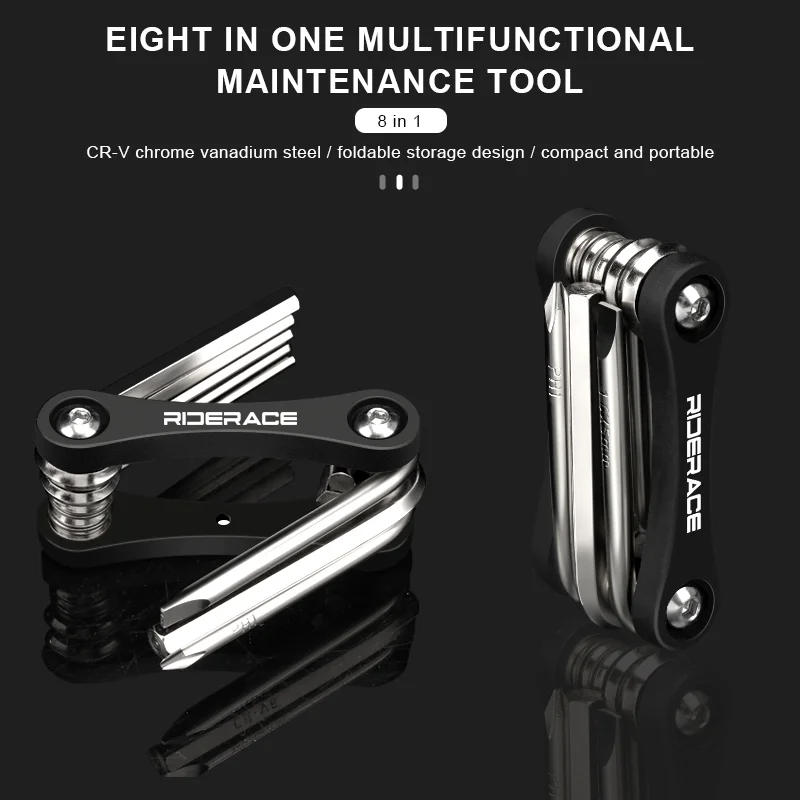 8 In 1 Bicycle Hex Spoke Wrench CR-V Steel Multifunction Portable MTB Road Bike Wrench Screwdriver Foldable Cycling Repair Tools