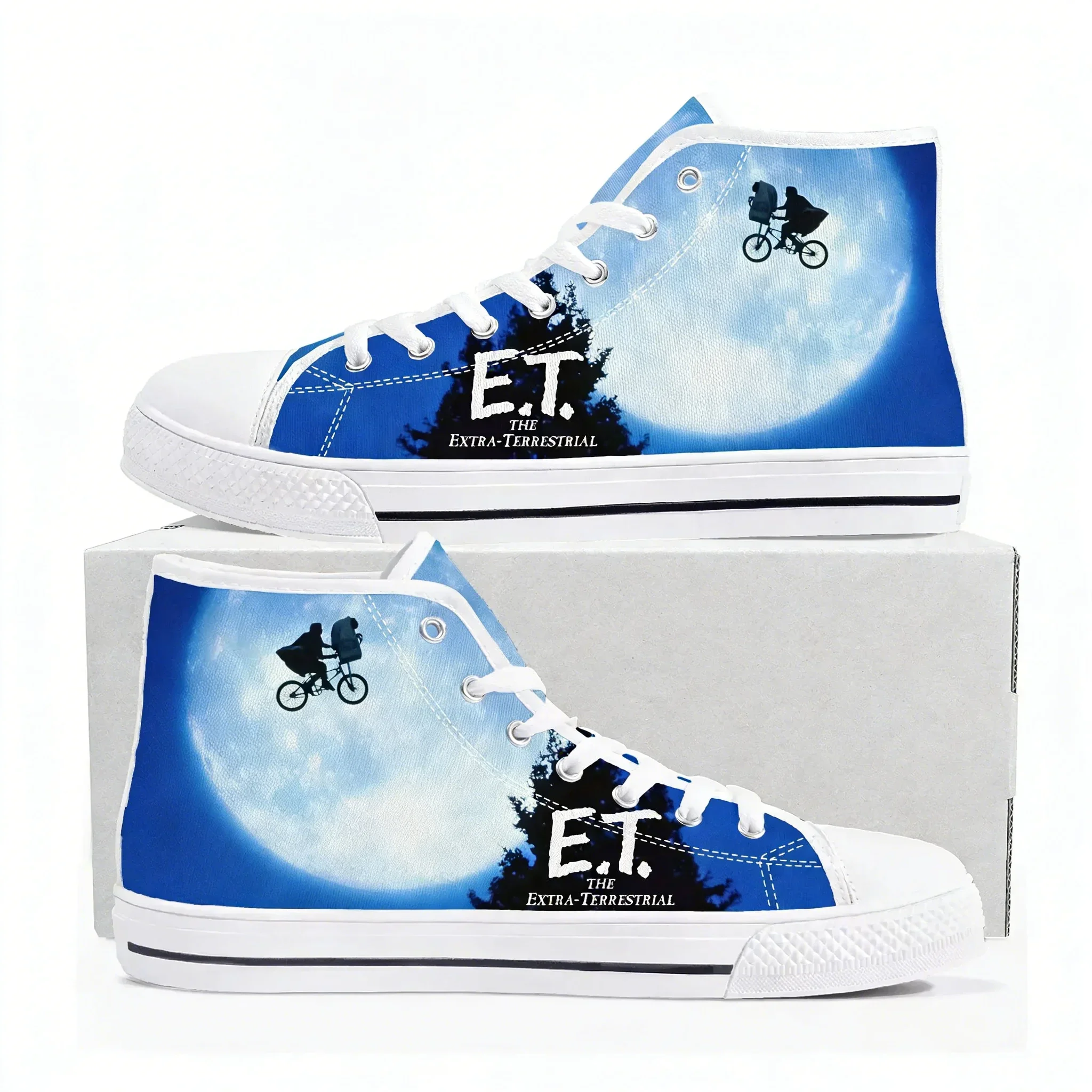 E.T. the Extra-Terrestrial Movie High Top Sneakers Mens Womens Teenager Canvas Sneaker Casual Custom Made Shoes Customize Shoe